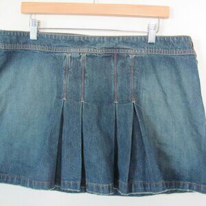 Old Navy Denim Mini Blue Jean Skirt Pleated Ultra Low Waist 16